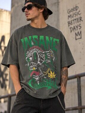 CYPRESS HILL Graphic T Shirt Mens XL Tall Gray Skull Hip Hop Streetwear Rap Edgy
